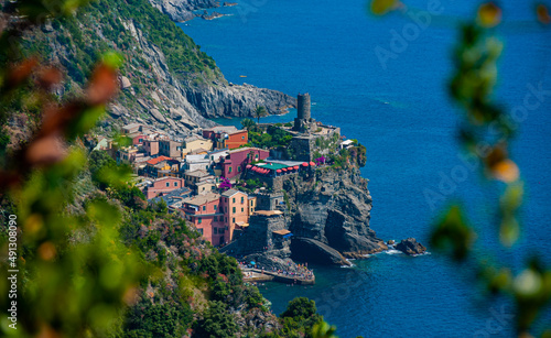 Cinque Terre Castle with The Greenery in foreground Italy
