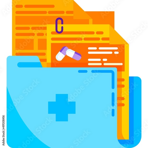 Medical folder icon patient history flat vector