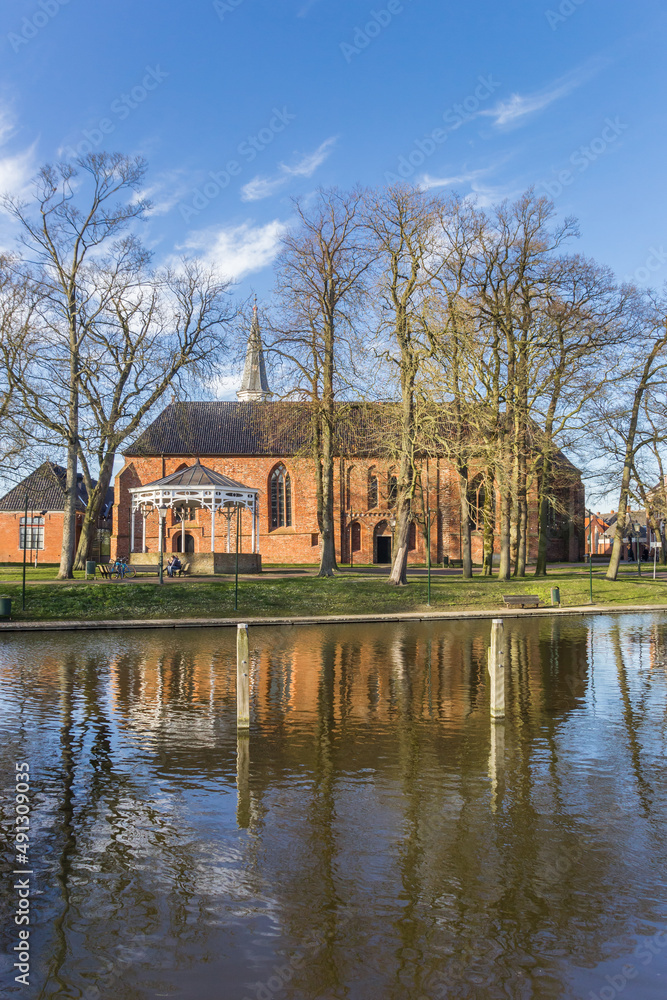 Historic Nicolai church at the harbor of Appingedam, Netherlands Historic Nicolai church at the harbor of Appingedam, Netherlands