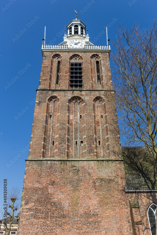 Tower of the historic Maria church in Meppel, Netherlands