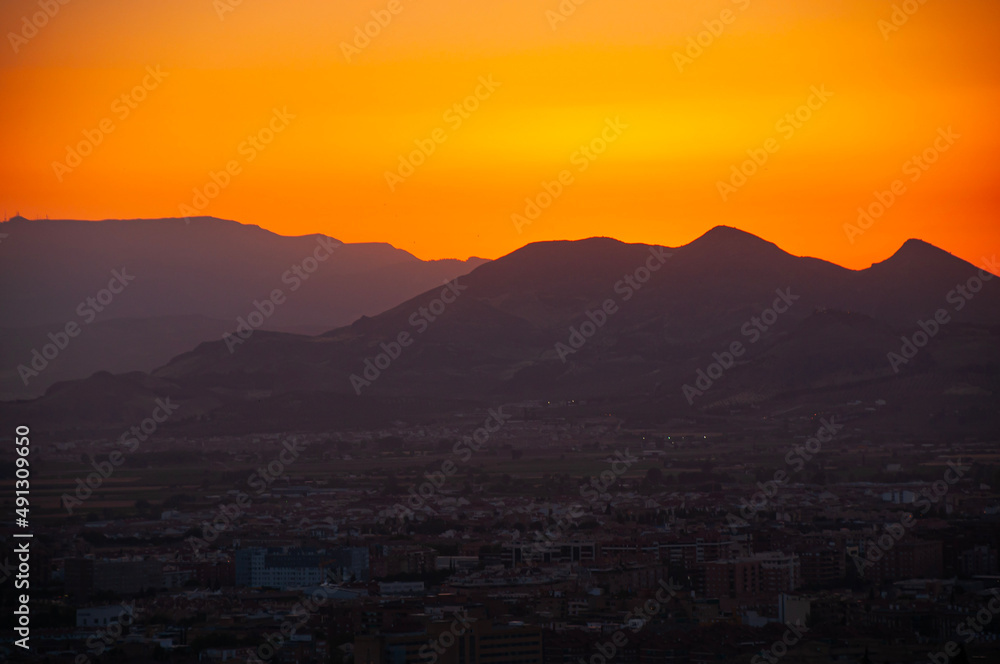 sunset in the mountains Granada Spain