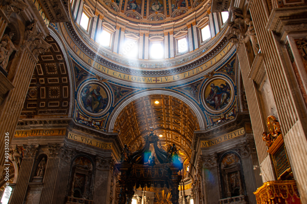 Sunlight peaking through the interior of the Vatican Italy