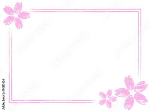 筆書き桜のフレーム：桜色 © designbeginner