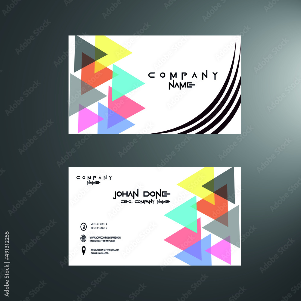 Business card design white and black background