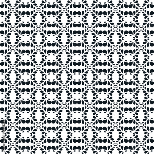 Black &amp; white floral elements geometric pattern background vector graphics design.