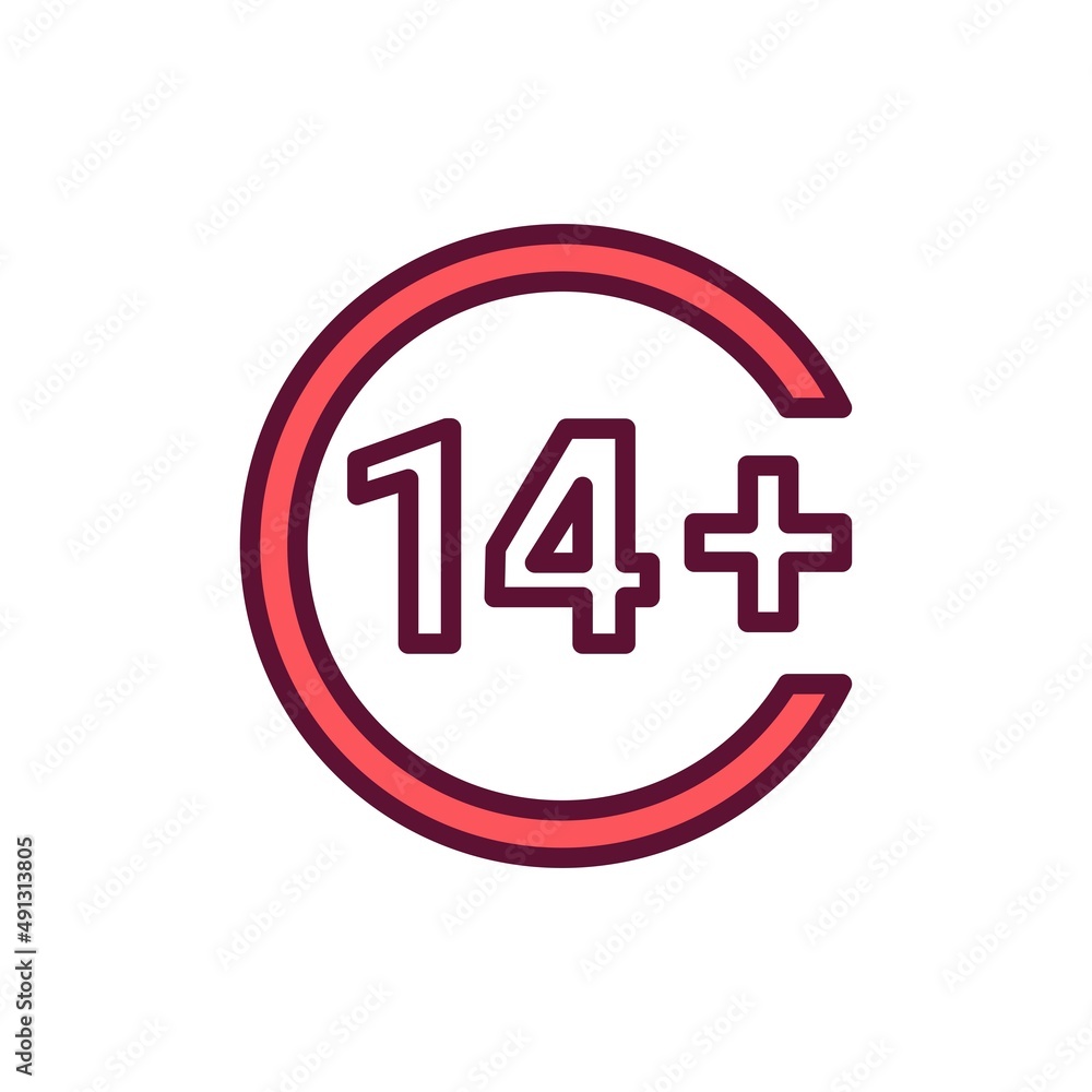 Age limit line color icon. Physiotherapy, acupuncture. Age limit line color icon. Physiotherapy, acupuncture.