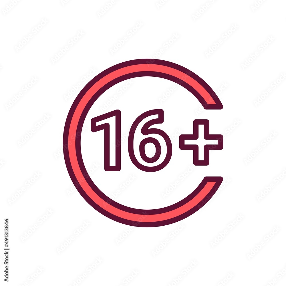 Age limit line color icon. Physiotherapy, acupuncture. Age limit line color icon. Physiotherapy, acupuncture.