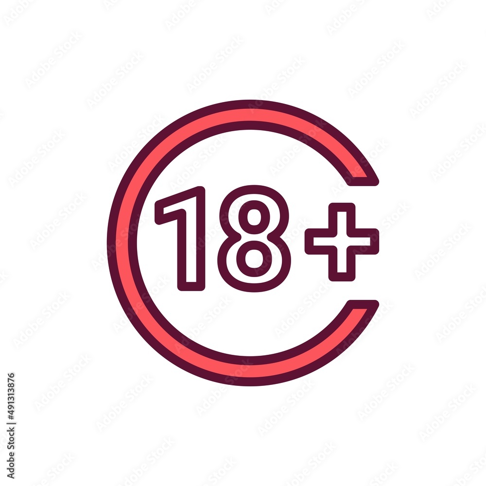 Age limit line color icon. Physiotherapy, acupuncture. Age limit line color icon. Physiotherapy, acupuncture.