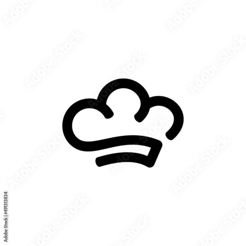 Simple chef hat logo. Chef hat with cloud in line icon style. outline vector sign, linear style isolated on white background. Cuisine and food symbol in minimal line style.