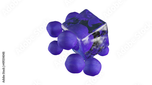 blueberry with ice on white background