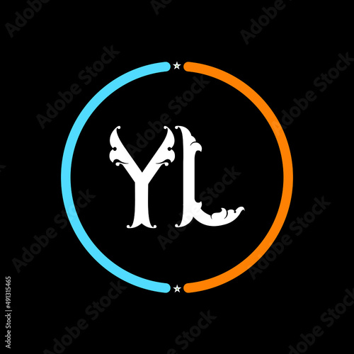 YL Letter Logo design. black background.