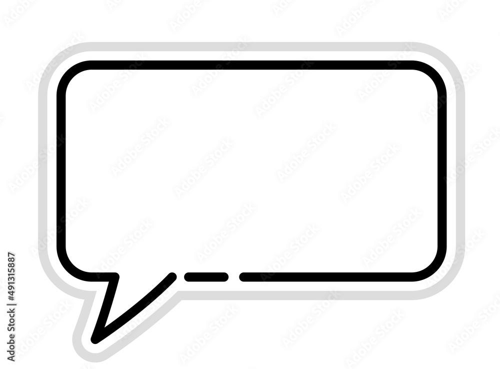 Illustration of a three-dimensional comment balloon and a speech balloon with a hand-drawn touch. Rounded square speech balloon.