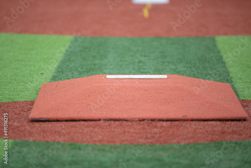 pitchers mound on turf field 