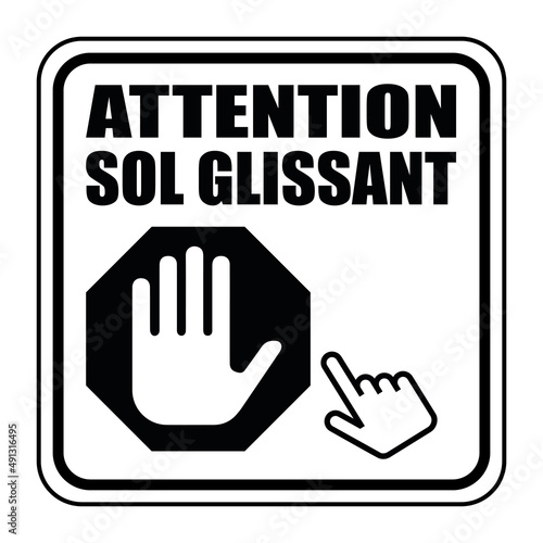 Logo attention sol glissant.