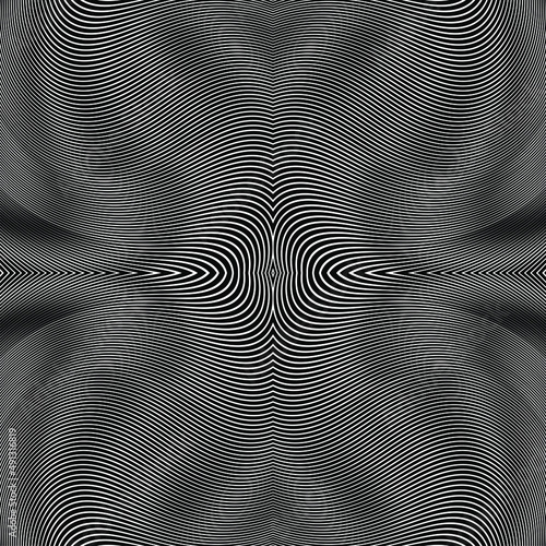 Vector Strips Abstract Background.Abstract hypnotic pattern with black-white striped lines. Psychedelic background. Op art, optical illusion. Modern design, graphic texture.optical art background wave