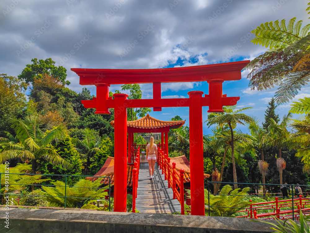 Japanese garden in Monte Palace Tropical Gardens in Madeira, Funchal Japanese garden in Monte Palace Tropical Gardens in Madeira, Funchal