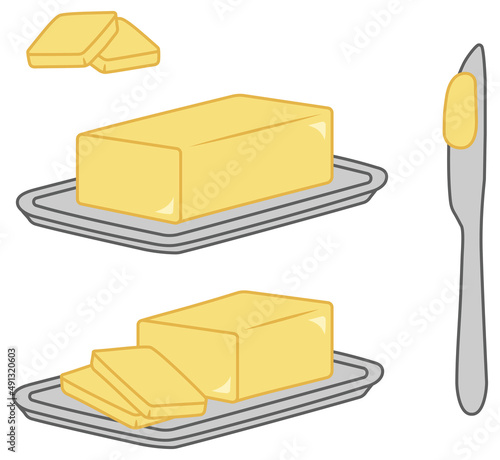 Stick of Butter and Knife Clipart Set - Color