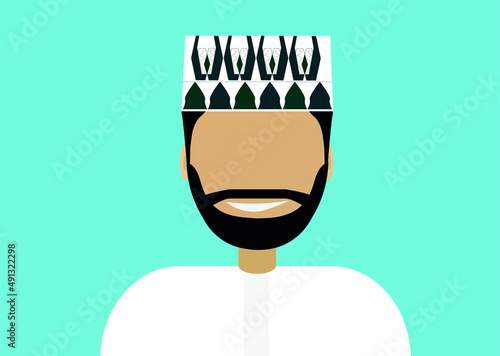 Arabic Man with Omani Hat, Character From Oman