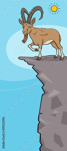 cartoon ibex comic animal character on the mountain