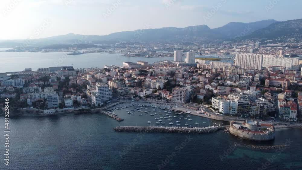 Beautiful Cinematic Aerial Establishing View of Toulon City, France. Sunny Day at the Côte d'Azur. Beautiful Cinematic Aerial Establishing View of Toulon City, France. Sunny Day at the Côte d'Azur.