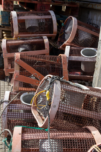Fototapeta Naklejka Na Ścianę i Meble -  Group of pots used for octopus fishing, nasas, Combarro, galicia