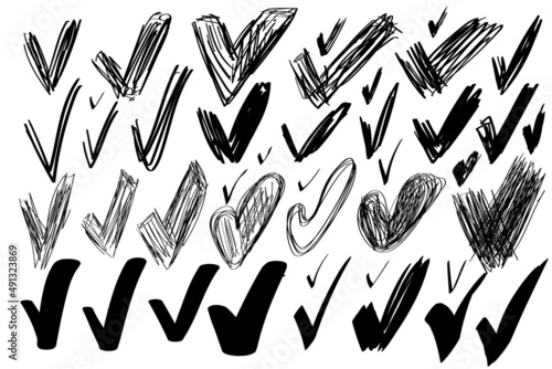 Sketched Check Marks, Tick Symbols, Checkmark Signs