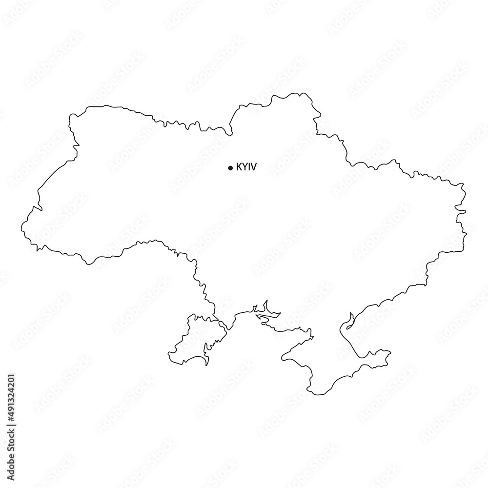 High detailed vector map with contour - Ukraine . Vector illustration ...