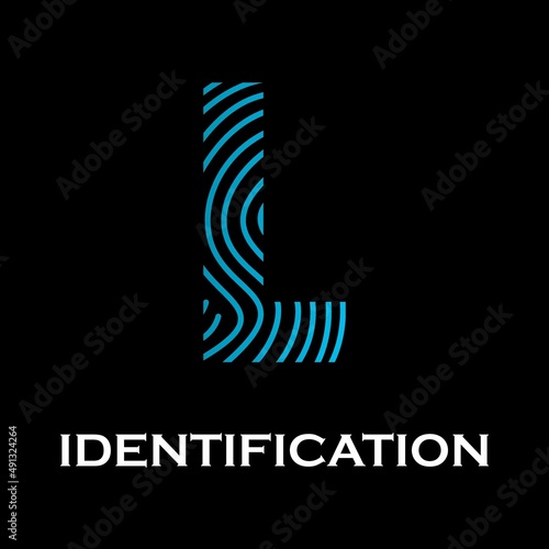 Letter l with fingerprint design logo template illustration