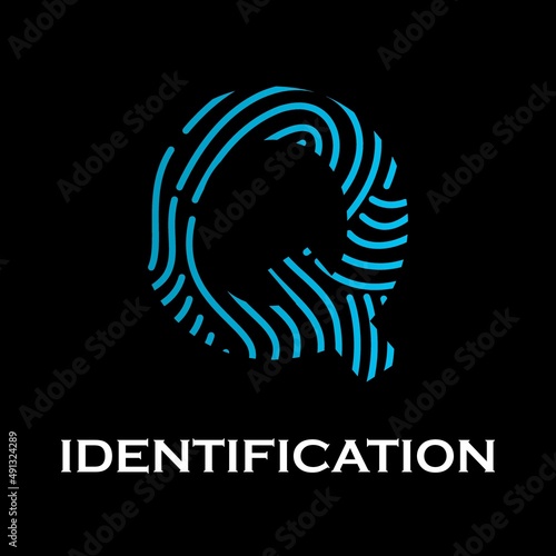 Letter q with fingerprint design logo template illustration