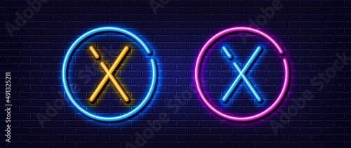 Initial letter X icon. Neon light line effect. Line typography character sign. Large first font letter. Glowing neon light element. Letter X glow 3d line. Brick wall banner. Vector