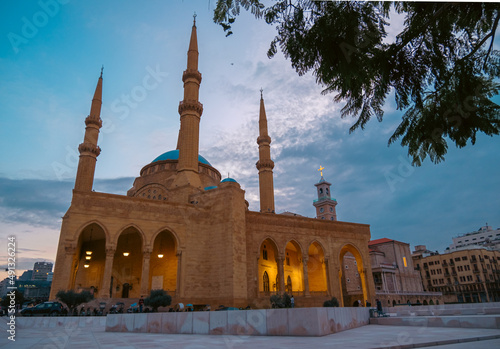 View of Mohammad AlAmin Mosque, Beirut Lebanon photo