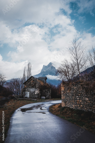 mountain road in winter