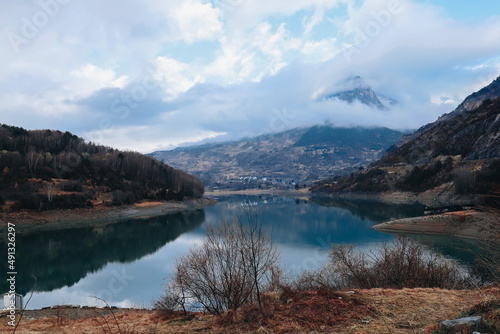 lake and mountains