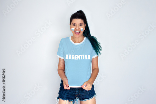 Woman cheering for Argentina's team