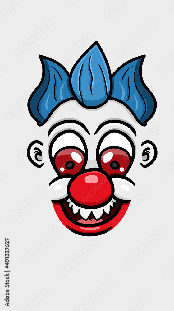 Vector Illustration Mascot cartoon character of Cute Cartoon White Clown Face With Funny Expression. Suitable for Wallpaper Smartphone, background, Flag, t-shirt and Other product.