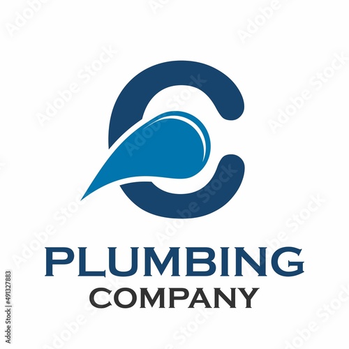 Letter c with plumbing logo template illustration