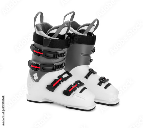 Professional ski boots isolated on white background, including clipping path photo