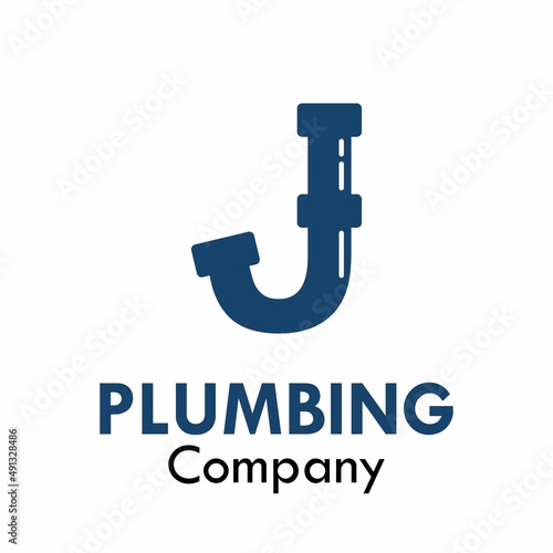 Letter j with plumbing logo template illustration