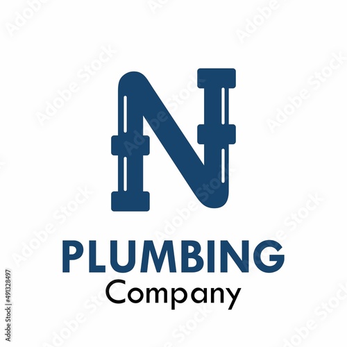 Letter n with plumbing logo template illustration