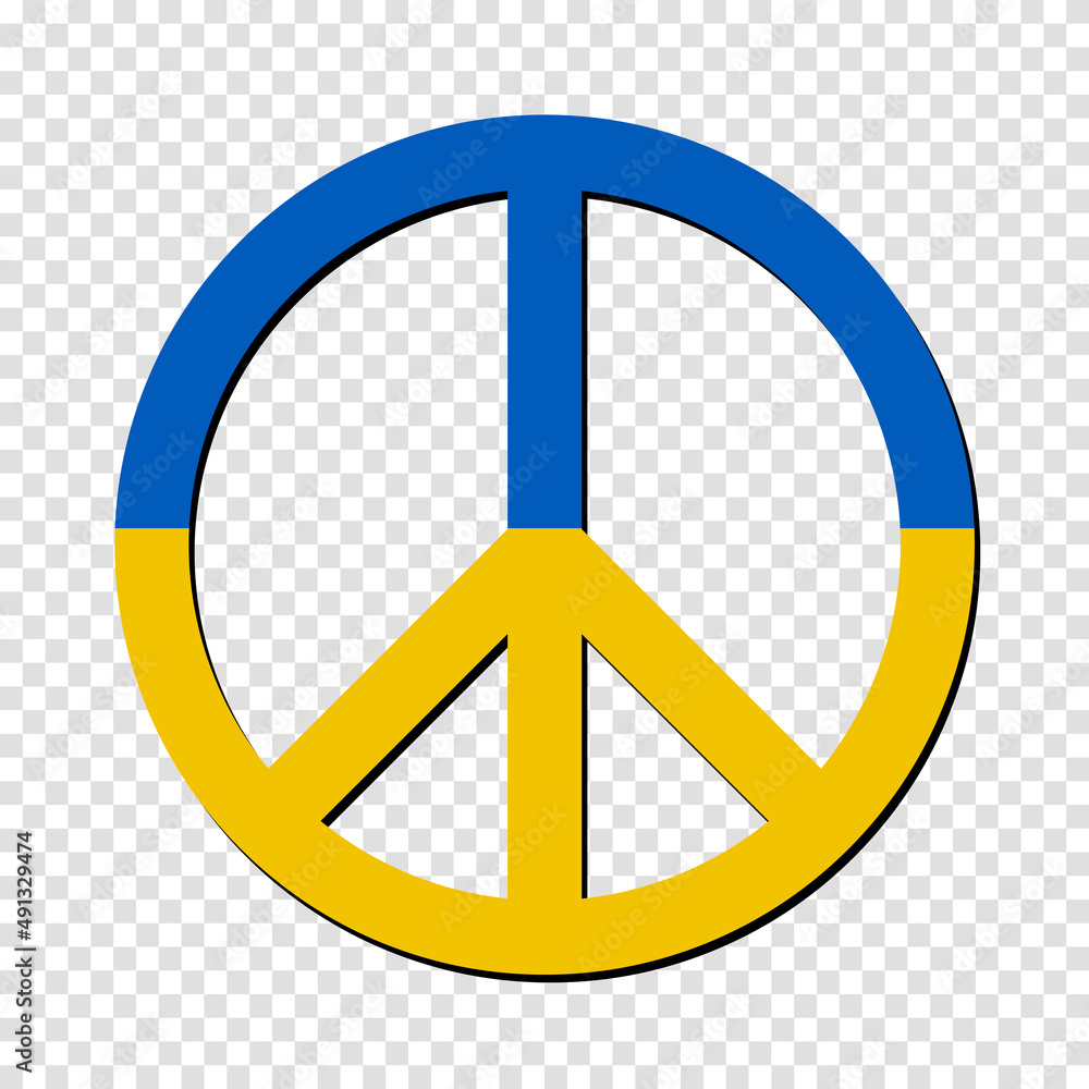 Ukraine flag in peace symbol. No war in Ukraine. Peaceful concept. Vector illustration Ukraine flag in peace symbol. No war in Ukraine. Peaceful concept. Vector illustration