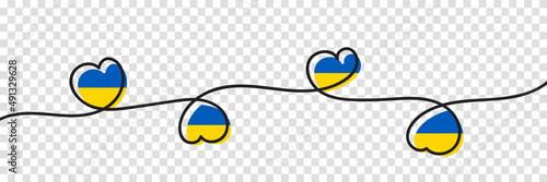 Flag of Ukraine in heart shape. Ukrainian national symbol. Vector illustration