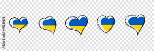 Flag of Ukraine in heart shape. Ukrainian national symbol. Vector illustration