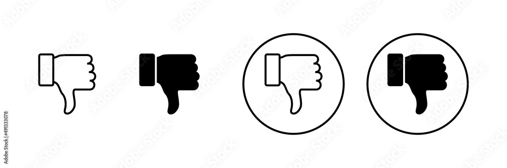 Dislike icons set. dislike sign and symbol. Hand with thumb down Dislike icons set. dislike sign and symbol. Hand with thumb down