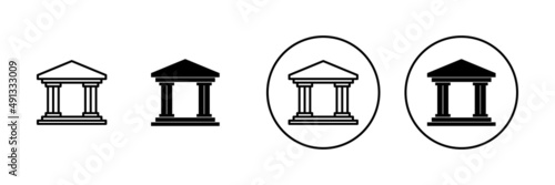 Bank icons set. Bank sign and symbol, museum, university
