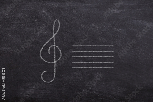 Music Key Notes design on chalkboard