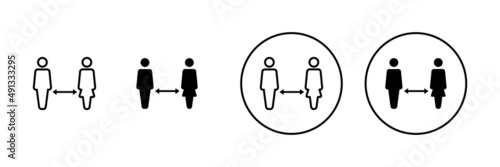 Social distancings set. social distance sign and symbol. self quarantine sign