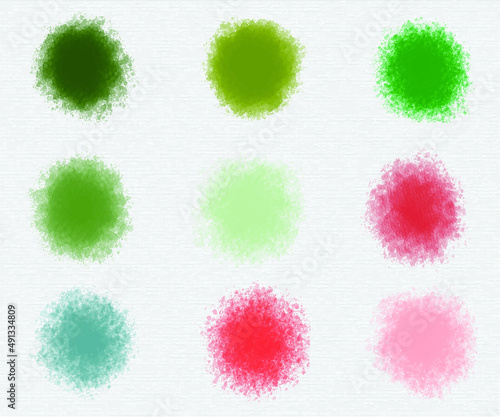 Set of colorful splash watercolor stain collection vector art template