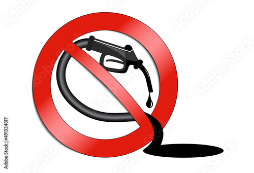 3d oil industry crisis vector design with fuel pump and ban sign. Economic crisis concept design to use in crisis management, infographics, business economy fall recovery design projects.