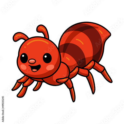 Cute little red ant cartoon