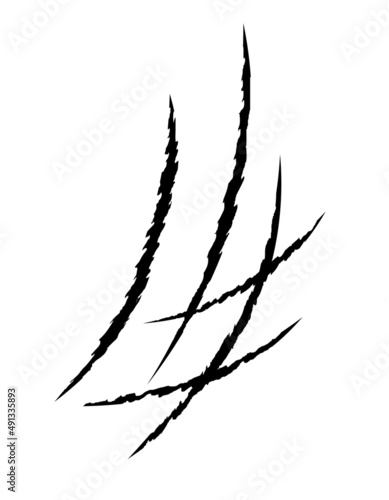 Cat claw scratch in black color. Vector silhouette illustration
